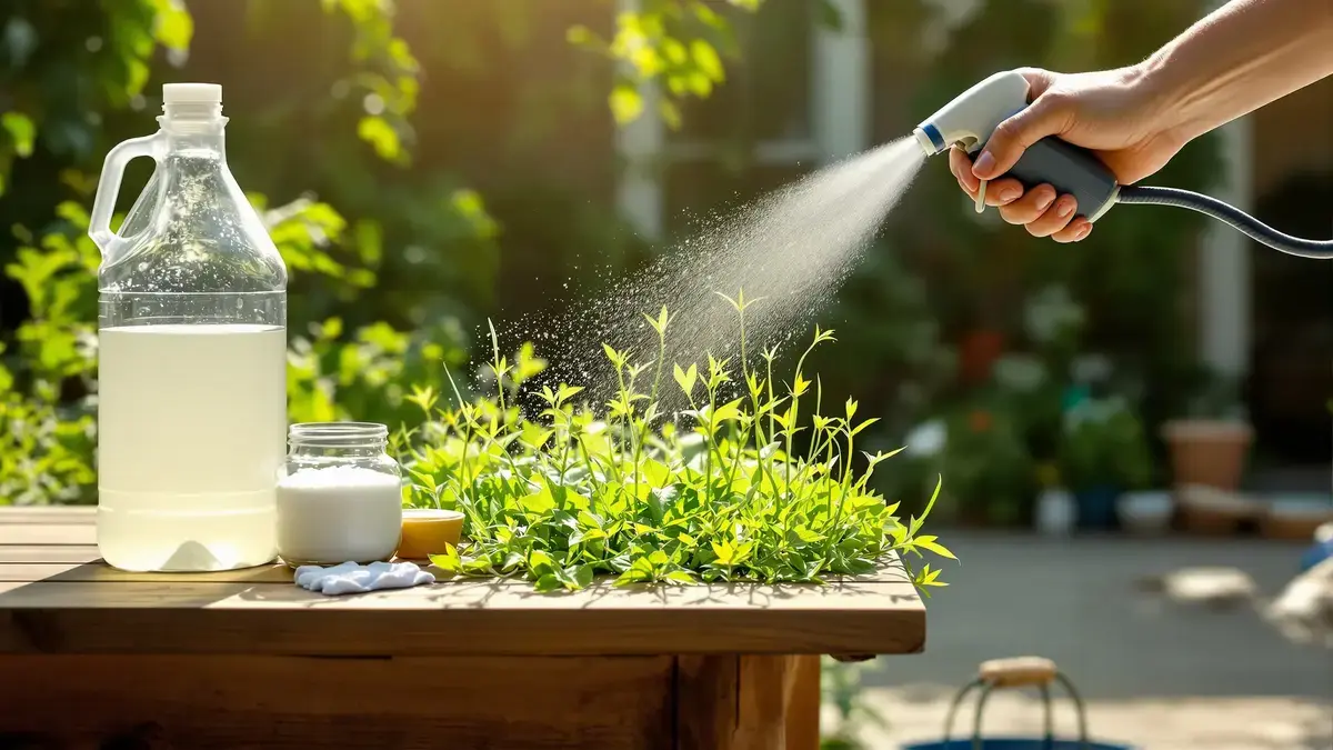 Ontdek hoe je op natuurlijke wijze onkruid kunt bestrijden met witte azijn en twee eenvoudige keukeningrediënten